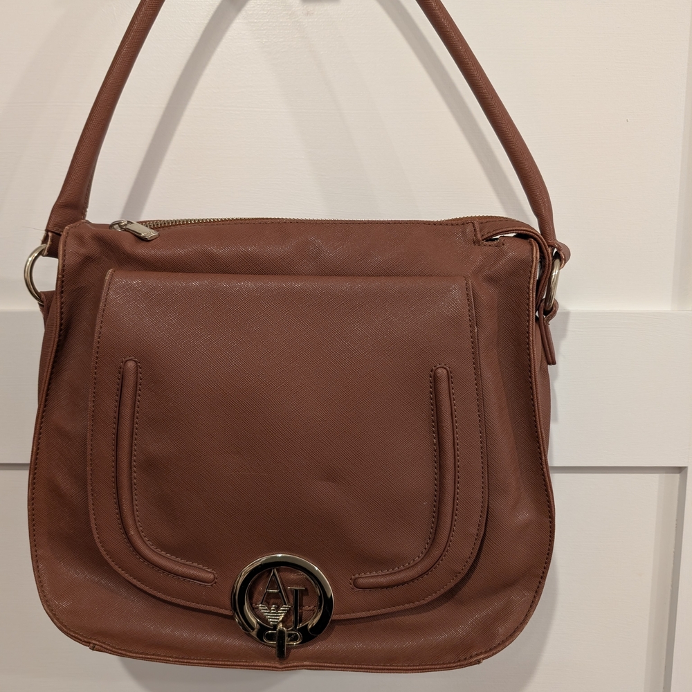 Armani Jeans Tan Leather Shoulder Bag - Picture 2 of 6